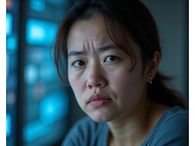 Mujer con ojos cansados y estrés por el uso de pantallas