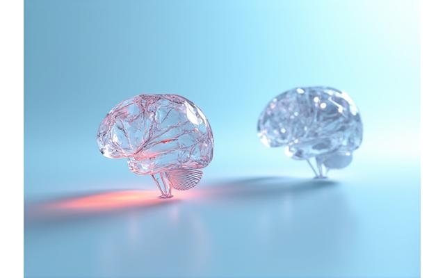 Persona mirando fijamente un problema y luego sonriendo con una bombilla