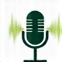 Icono de micrófono y ondas de sonido symbolizando podcasts.