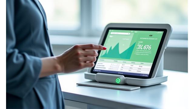 Experto de AlmaVibra realizando una prueba en una báscula inteligente de bioimpedancia en un entorno de laboratorio limpio.