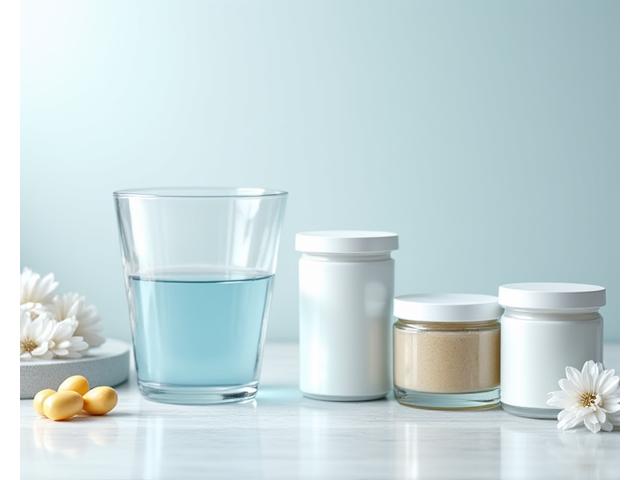 Bote de proteínas premium y vitaminas en un ambiente limpio, enfocado en suplementos verificados.