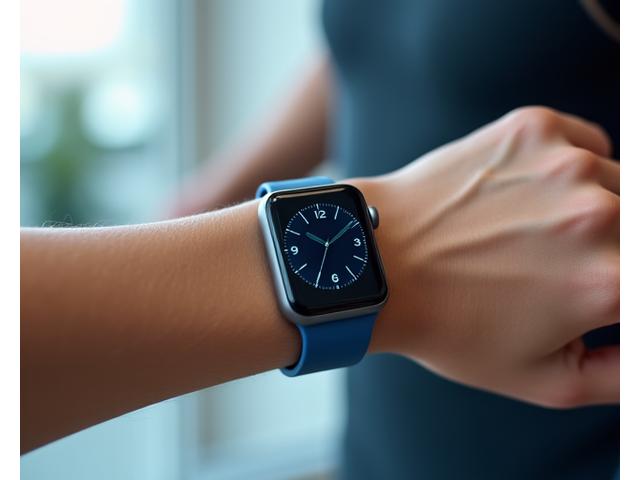 Smartwatch y banda de actividad en una muñeca, simbolizando tecnología wearable.