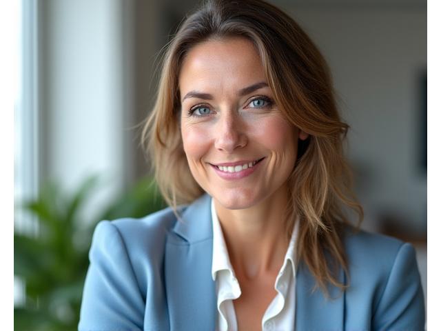 Foto de Marta, ejecutiva de 42 años, sonriente y con aspecto saludable antes y después de su transformación.